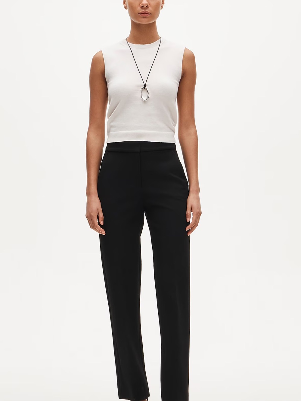 J. Crew Black High-Rise Straight-Leg Trousers